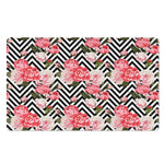 Zigzag Peony And Rose Pattern Print Polyester Doormat