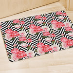 Zigzag Peony And Rose Pattern Print Polyester Doormat