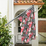 Zigzag Peony And Rose Pattern Print Polyester Flag