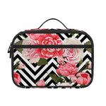 Zigzag Peony And Rose Pattern Print Portable Lunch Bag