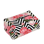 Zigzag Peony And Rose Pattern Print Rectangle Tissue Box Cover