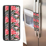 Zigzag Peony And Rose Pattern Print Refrigerator Handle Covers
