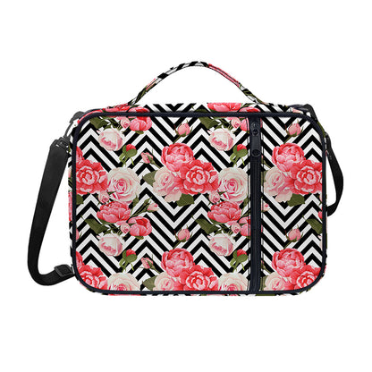 Zigzag Peony And Rose Pattern Print Shoulder Strap Bible Bag
