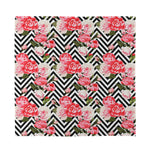 Zigzag Peony And Rose Pattern Print Silk Bandana