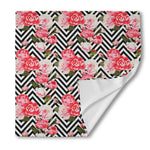 Zigzag Peony And Rose Pattern Print Silk Bandana