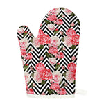 Zigzag Peony And Rose Pattern Print Single Oven Mitt