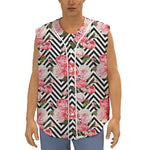 Zigzag Peony And Rose Pattern Print Sleeveless Baseball Jersey