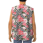 Zigzag Peony And Rose Pattern Print Sleeveless Baseball Jersey