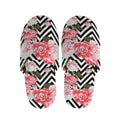 Zigzag Peony And Rose Pattern Print Slippers