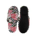 Zigzag Peony And Rose Pattern Print Slippers