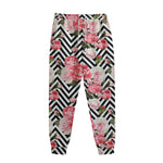 Zigzag Peony And Rose Pattern Print Sweatpants