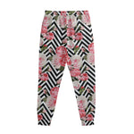 Zigzag Peony And Rose Pattern Print Sweatpants