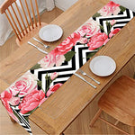 Zigzag Peony And Rose Pattern Print Table Runner
