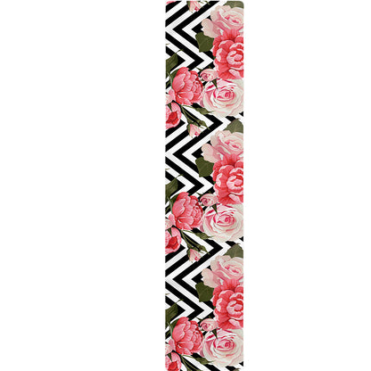 Zigzag Peony And Rose Pattern Print Table Runner
