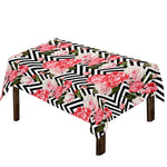 Zigzag Peony And Rose Pattern Print Tablecloth
