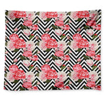 Zigzag Peony And Rose Pattern Print Tapestry