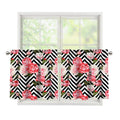 Zigzag Peony And Rose Pattern Print Tier Curtains