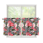 Zigzag Peony And Rose Pattern Print Tier Curtains