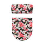 Zigzag Peony And Rose Pattern Print Toilet Lid And Tank Cover Set