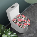 Zigzag Peony And Rose Pattern Print Toilet Lid Cover