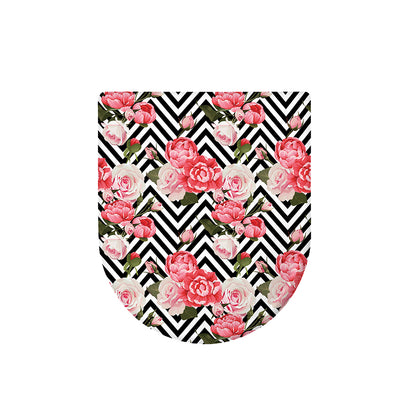 Zigzag Peony And Rose Pattern Print Toilet Lid Cover