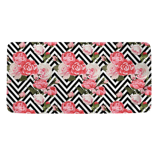 Zigzag Peony And Rose Pattern Print Towel