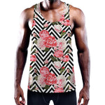 Zigzag Peony And Rose Pattern Print Training Tank Top