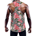 Zigzag Peony And Rose Pattern Print Training Tank Top