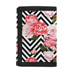 Zigzag Peony And Rose Pattern Print Trifold Wallet