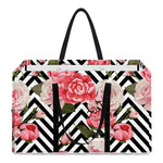 Zigzag Peony And Rose Pattern Print Utility Tote Bag