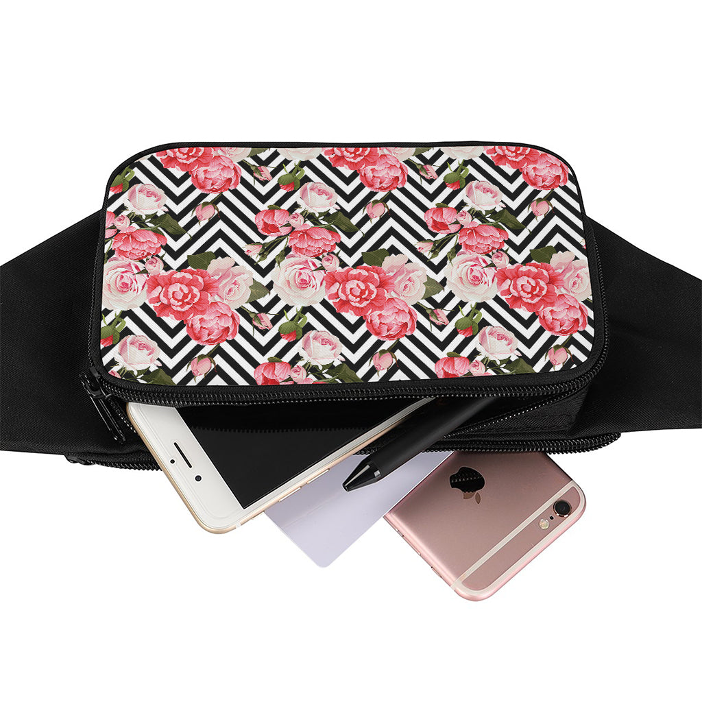 Zigzag Peony And Rose Pattern Print Waist Bag