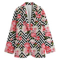 Zigzag Peony And Rose Pattern Print Women's Blazer