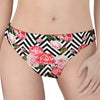 Zigzag Peony And Rose Pattern Print Women's Thong