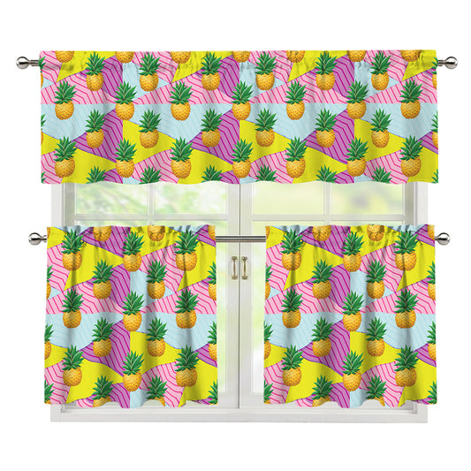 Zigzag Pineapple Pattern Print 3 Piece Kitchen Curtains