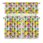 Zigzag Pineapple Pattern Print 3 Piece Kitchen Curtains