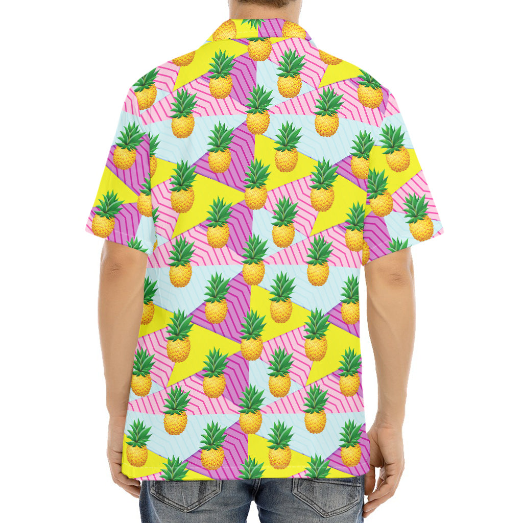 Zigzag Pineapple Pattern Print Aloha Shirt