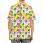 Zigzag Pineapple Pattern Print Aloha Shirt