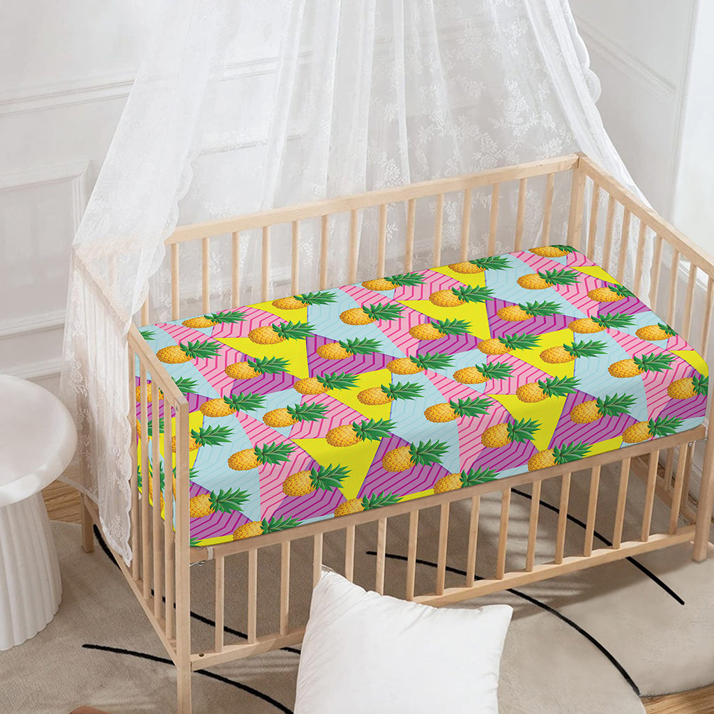 Zigzag Pineapple Pattern Print Baby Crib Sheet