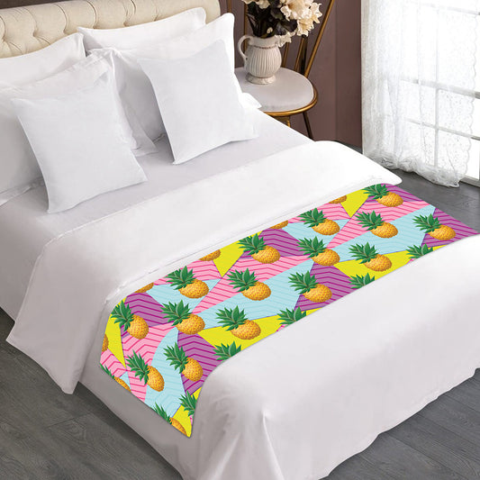Zigzag Pineapple Pattern Print Bed Runner