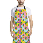 Zigzag Pineapple Pattern Print Bib Apron With Pocket