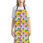 Zigzag Pineapple Pattern Print Bib Apron With Pocket