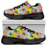 Zigzag Pineapple Pattern Print Black Chunky Shoes