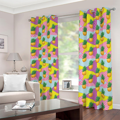 Zigzag Pineapple Pattern Print Blackout Grommet Curtains