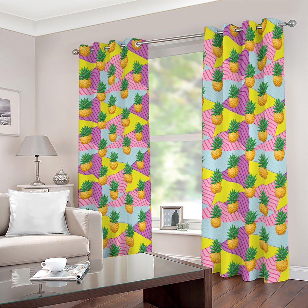 Zigzag Pineapple Pattern Print Blackout Grommet Curtains
