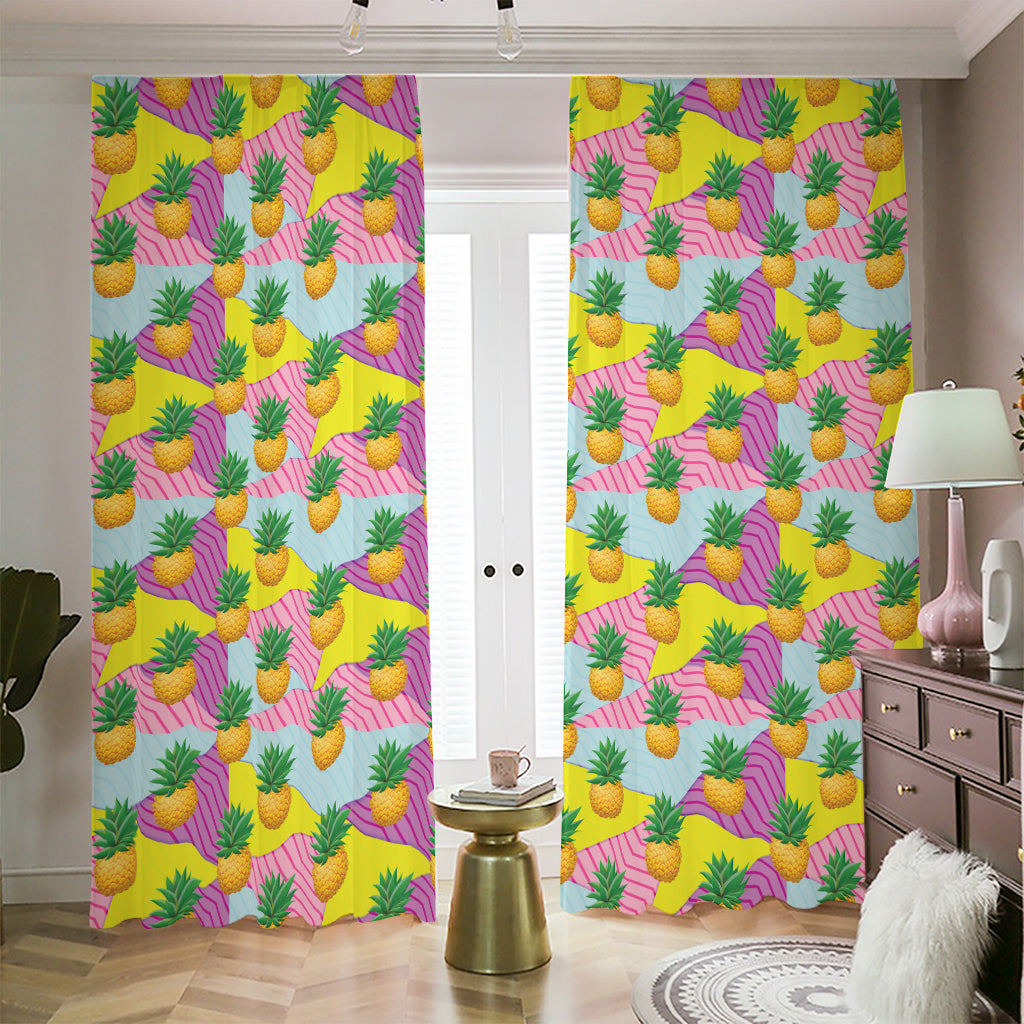 Zigzag Pineapple Pattern Print Blackout Pencil Pleat Curtains