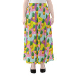 Zigzag Pineapple Pattern Print Chiffon Maxi Skirt