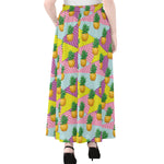 Zigzag Pineapple Pattern Print Chiffon Maxi Skirt