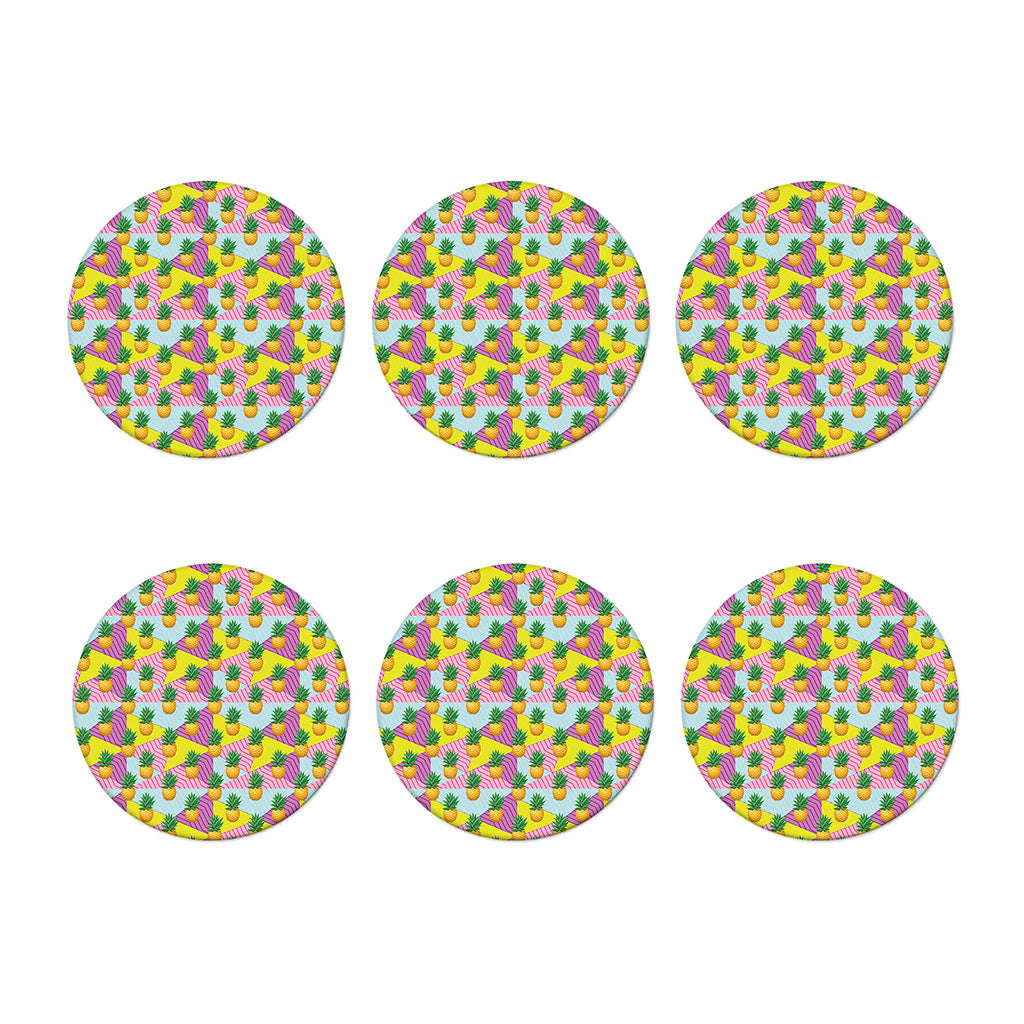 Zigzag Pineapple Pattern Print Coaster Set
