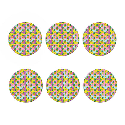 Zigzag Pineapple Pattern Print Coaster Set