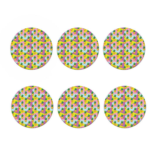 Zigzag Pineapple Pattern Print Coaster Set